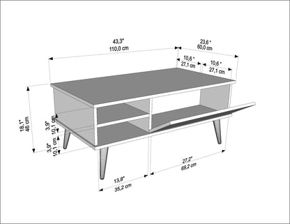 Como 47" Modern Coffee Table with Hidden Compartment and Open Shelves