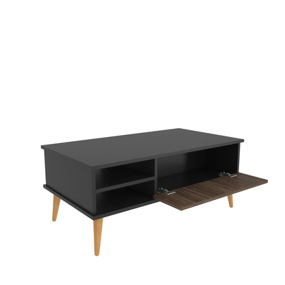 Como 47" Modern Coffee Table with Hidden Compartment and Open Shelves