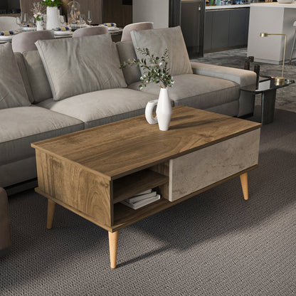 Como 47" Modern Coffee Table with Hidden Compartment and Open Shelves