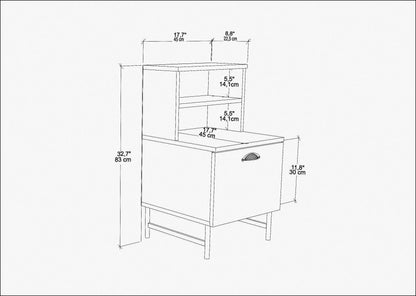 Cressi Wood Nightstand with Metal Legs Cabinet and Open Shelf Storage