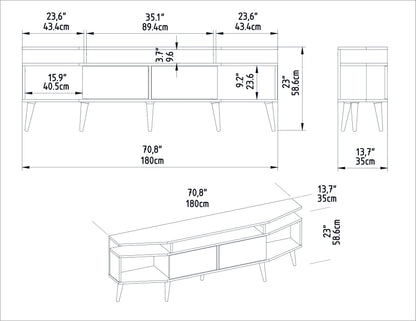 Dennis 71 in Wide Modern TV Stand Media Console with Storage for TVs up to 80 in