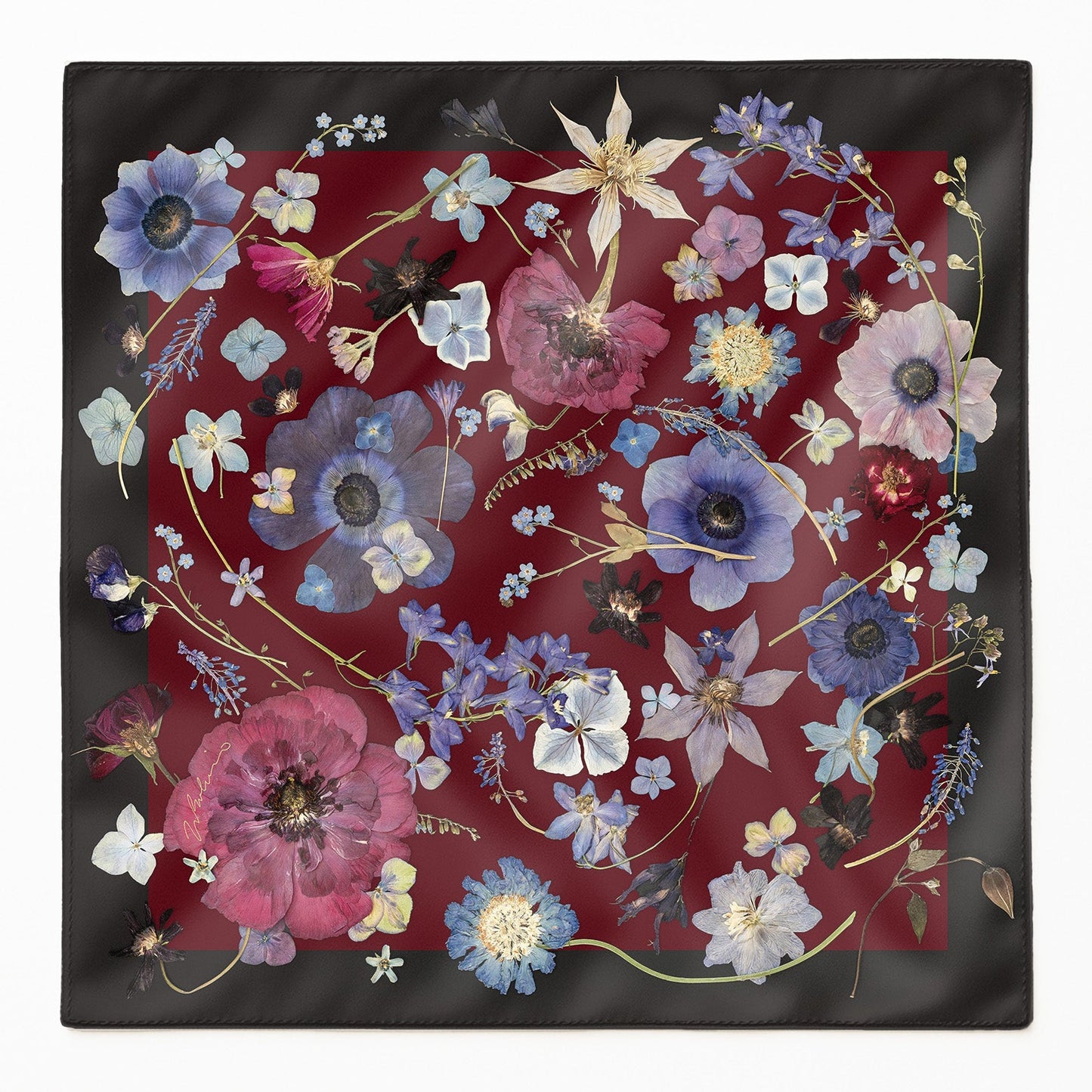 Dark Bloom Silk Scarf