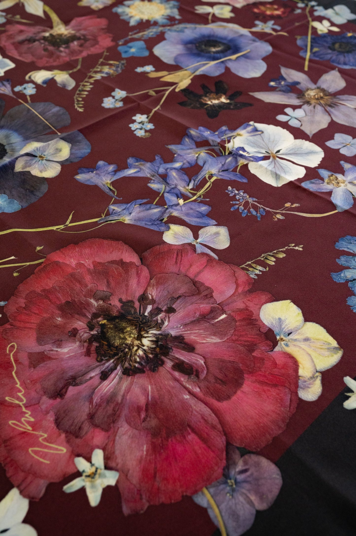 Dark Bloom Silk Scarf