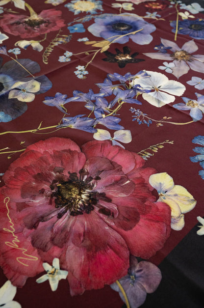 Dark Bloom Silk Scarf
