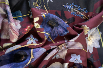 Dark Bloom Silk Scarf