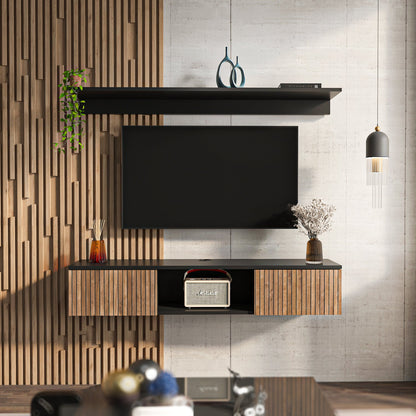 Elia 55” Floating TV Stand with Wall Shelf