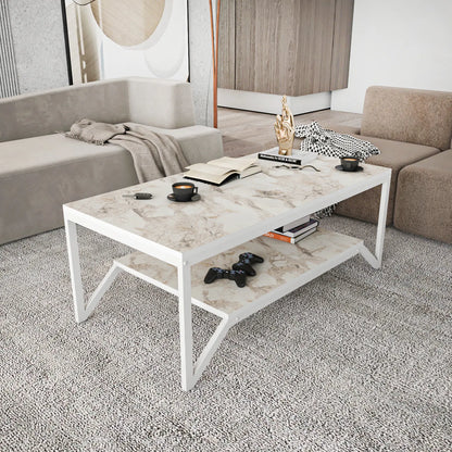 Flora 47" Wide Rectangular Modern Industrial Design Coffee Table | Cocktail Table