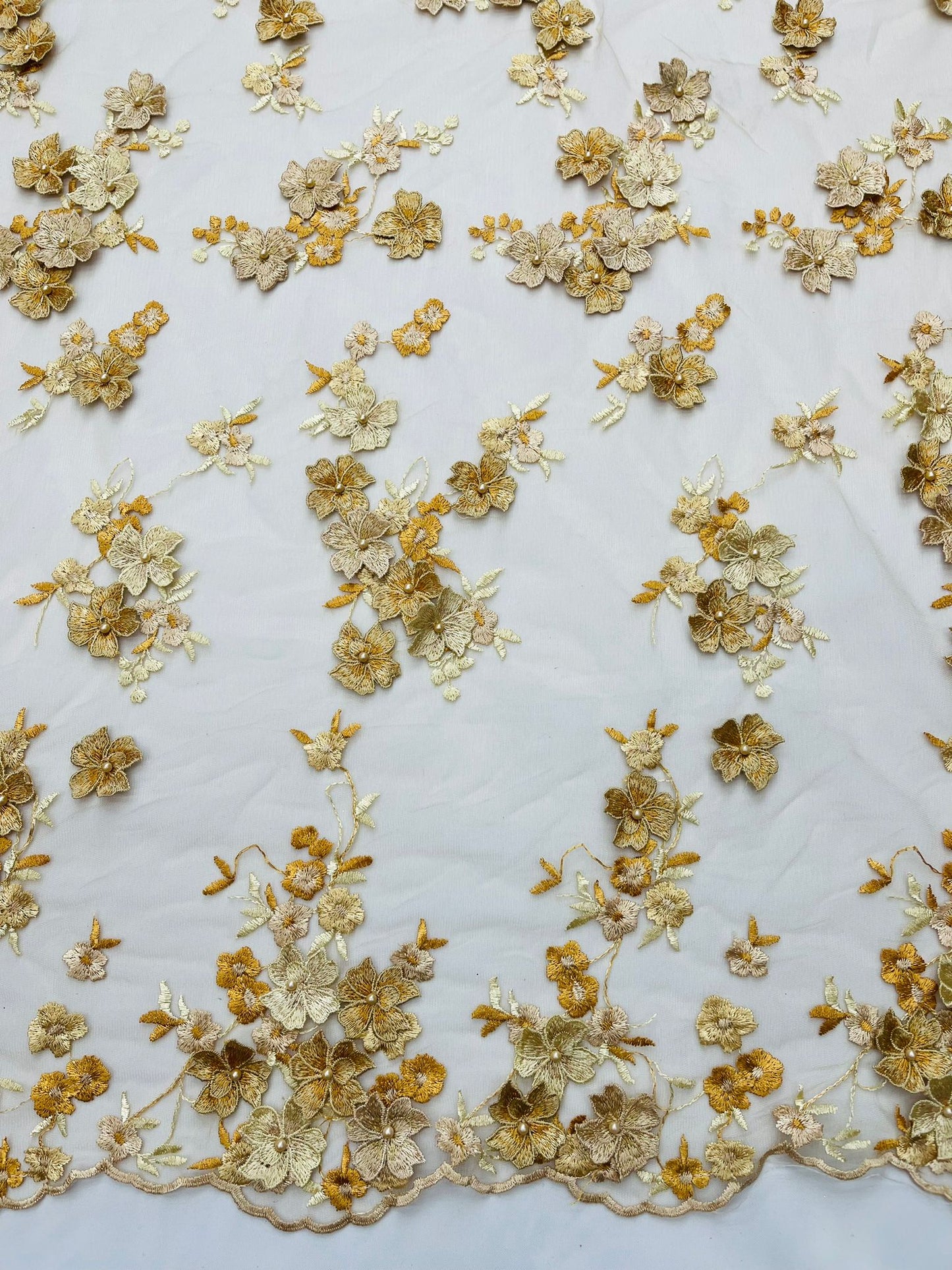 Multi Color 3d floral Daisy Design Embroider Lace 54" Wide| New Creations Fabric & Foam Inc.