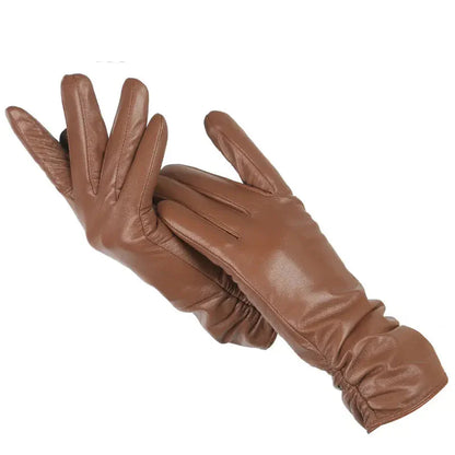 Classic pleated leather Women gloves