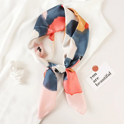 Luxury Brand Silk Satin Square Plaid Scarf