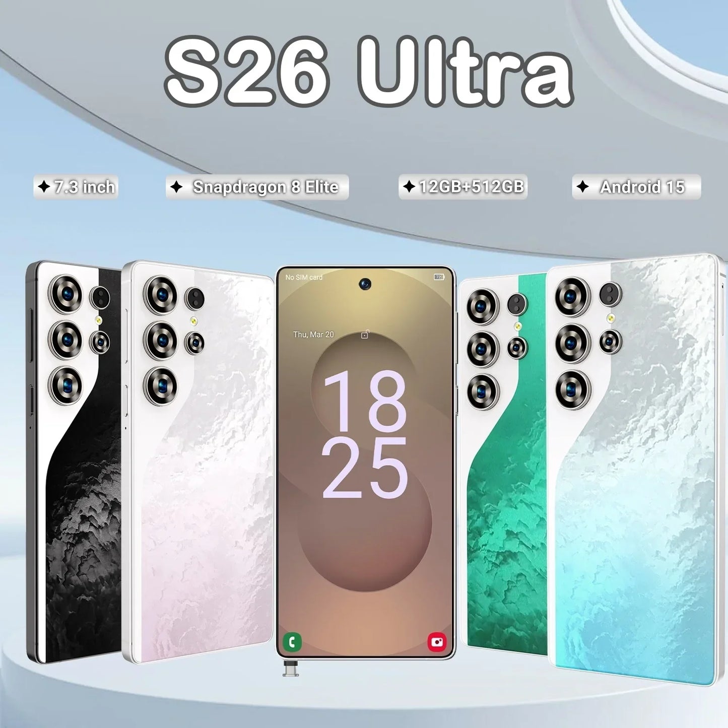 S26 Business Smartphone 5G Dual SIM 108MP Rear Camera Ultra HD Display 8000mAh Battery Octa Deca Core MTK Global 512GB Supports