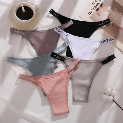 5PCS/Set Cotton Panties Briefs Women Underpants Sexy Thong