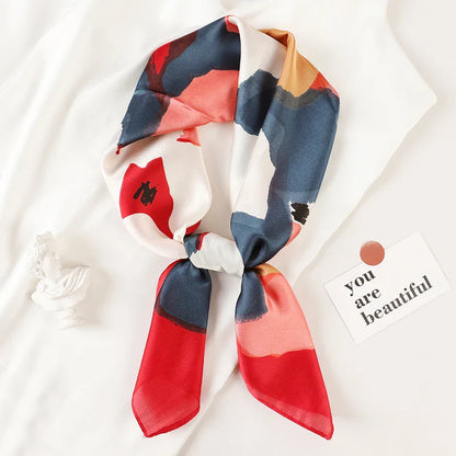 Luxury Brand Silk Satin Square Plaid Scarf