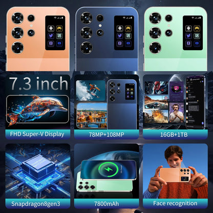 S26 Ultra Android 15 5G Smartphone High Quality 7.3 Inch HD Face ID Deca core Gaming Mobile Phone 16GB+1TB Factory Direct