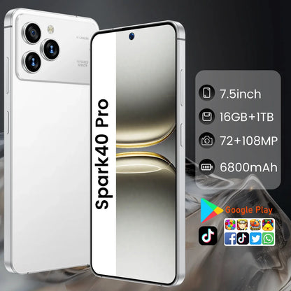 Original Pro Spark 40 Smartphones 16GB+1TB 5G Dual SIM Cellphone Mobile Phone