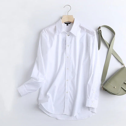 England Style Poplin Solid White Women Blouse
