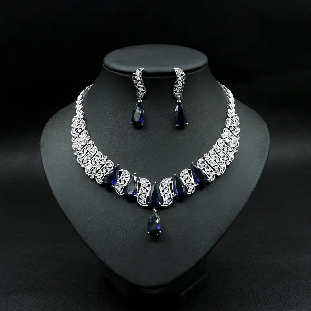 Luxury 2pcs Bridal Zirconia Jewelry Sets for Women