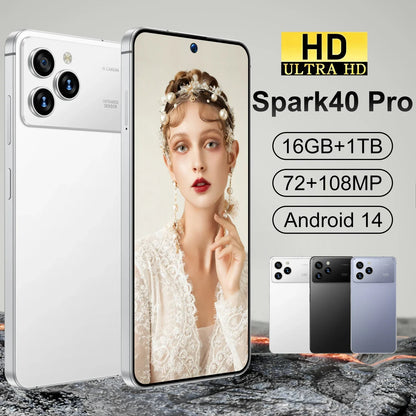 Spark40 Pro 7.3 Inch Android 14 5G LTE Deca Core 108MP HD LCD Dual SIM 16GB+1TB Spanish Smartphone