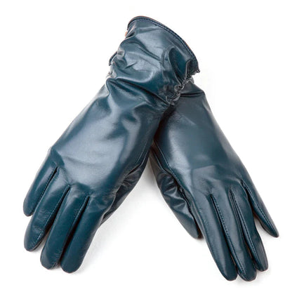 Classic pleated leather Women gloves