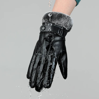 Men Gentleman Thicken Warm Touch Screen Pu Faux Leather Winter Gloves