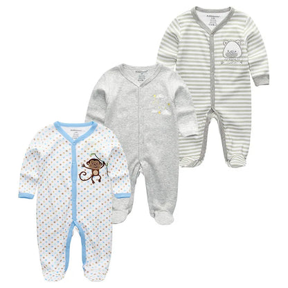 0-12Months Baby Rompers Newborn Pajamas Girls Boys 100% Cotton Long Sleeve 1/2/3 Pieces
