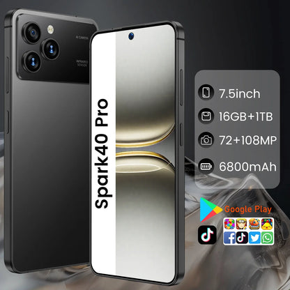 Original Pro Spark 40 Smartphones 16GB+1TB 5G Dual SIM Cellphone Mobile Phone