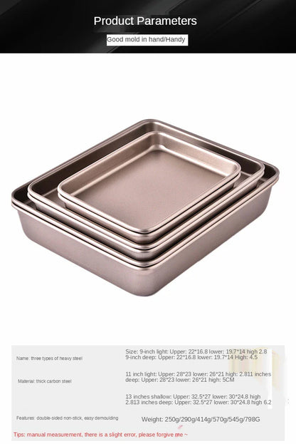 Deep Baking Pan Rectangular Non Stick Carbon Steel Bakeware Biscuit Bread Loaf kit