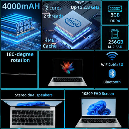14 Inch Netbook Intel Celeron N4500 Quad Core 8GB 512GB SSD Plastic Body Light Weight Laptop for Work Study