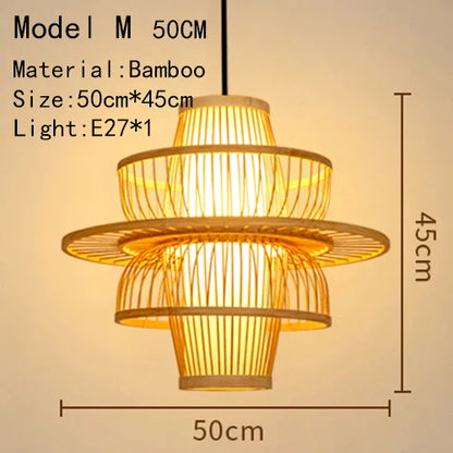 Bamboo Hand Knitted Wood Rattan Creative Hanging Lamp Light Fixture