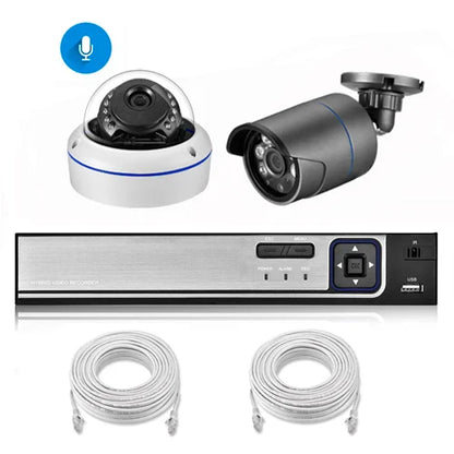 AZISHN 4K 8MP Video Surveillance Set 8CH POE NVR kit AI Human Detection IP Camera Indoor Outdoor Audio Recorder Security System