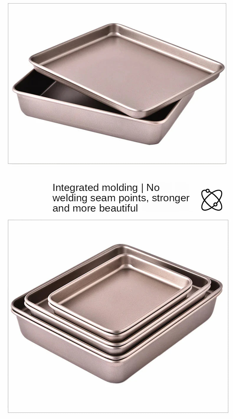 Deep Baking Pan Rectangular Non Stick Carbon Steel Bakeware Biscuit Bread Loaf kit