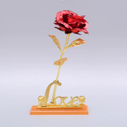 24K Plated Gold Rose Artificial Flower