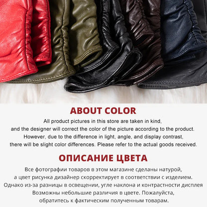 Classic pleated leather Women gloves