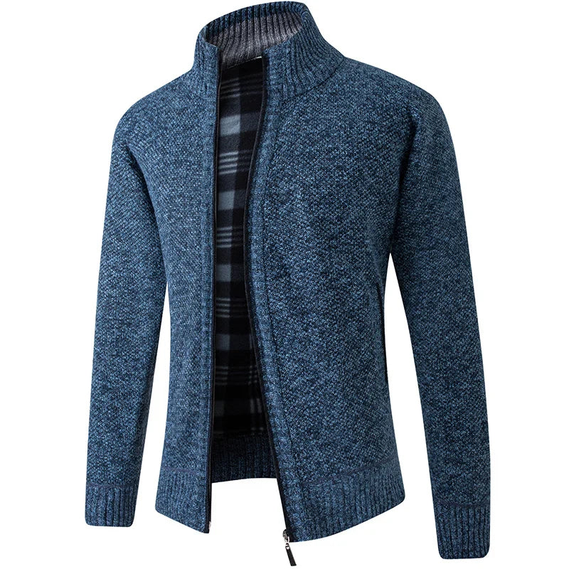Men Sweater Cardigan Blazer Autumn/Winter Fleece Thick Warm Loose Zip Up