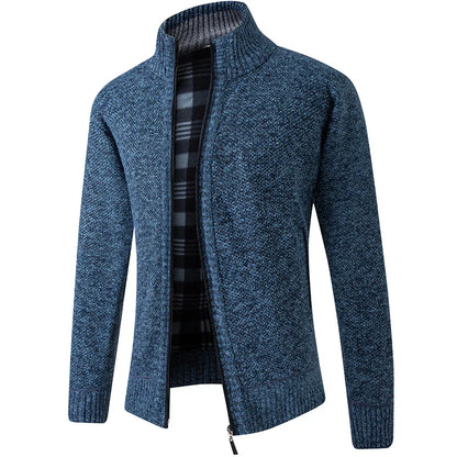 Men Sweater Cardigan Blazer Autumn/Winter Fleece Thick Warm Loose Zip Up