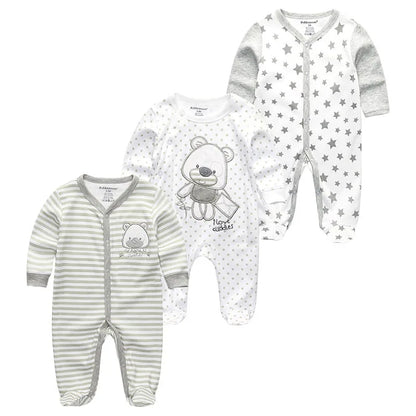 0-12Months Baby Rompers Newborn Pajamas Girls Boys 100% Cotton Long Sleeve 1/2/3 Pieces