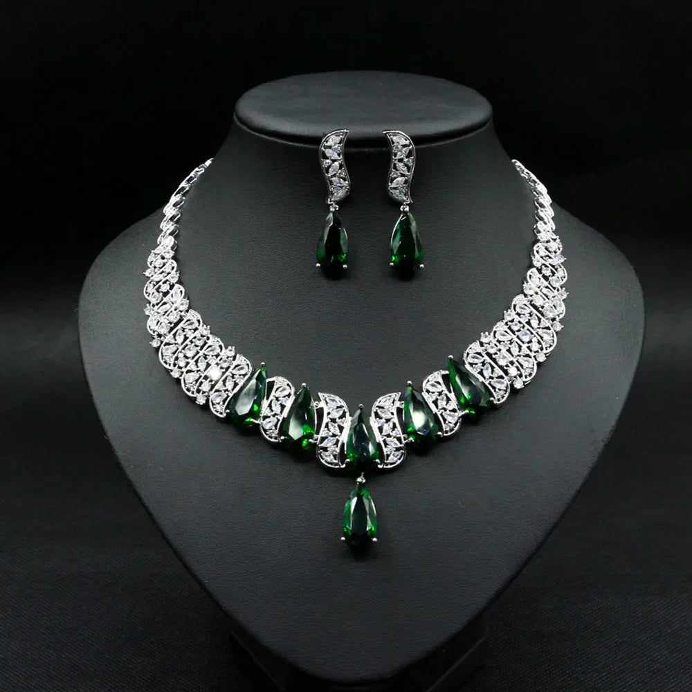 Luxury 2pcs Bridal Zirconia Jewelry Sets for Women