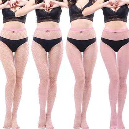 4 Pairs Mini Small Medium Large Holes Plain Fishnet Tight Multi Colors Stretchy Pantyhose