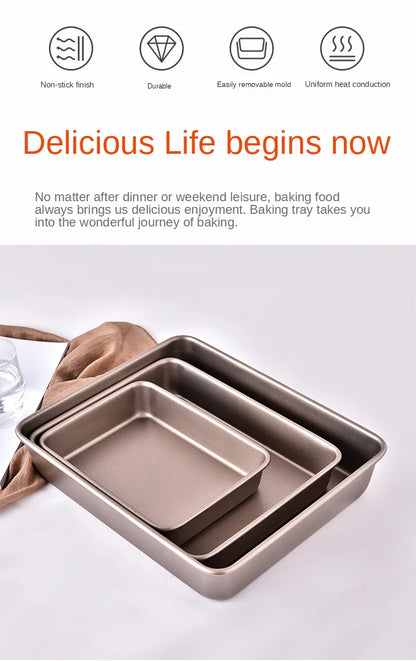 Deep Baking Pan Rectangular Non Stick Carbon Steel Bakeware Biscuit Bread Loaf kit