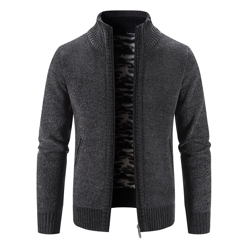 Men Sweater Cardigan Blazer Autumn/Winter Fleece Thick Warm Loose Zip Up