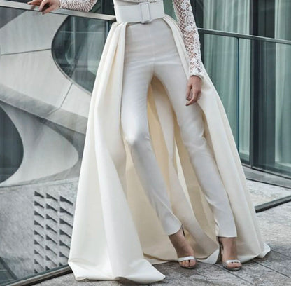 Satin Wedding Detachable Skirt Removable Train for Dresses Bridal Overskirt
