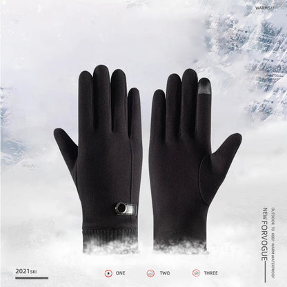 Men Winter Keep Warm Touch Screen Plus Velvet Thicken Fashion Cold Protection Outdoor Cycling Drive Mittens Gloves