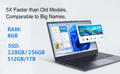 Intel Celeron N150 Processor 12GB LPDDR5 256GB USB3.0 Laptop Computer PC Ordinateur Portable