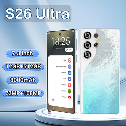 S26 Business Smartphone 5G Dual SIM 108MP Rear Camera Ultra HD Display 8000mAh Battery Octa Deca Core MTK Global 512GB Supports