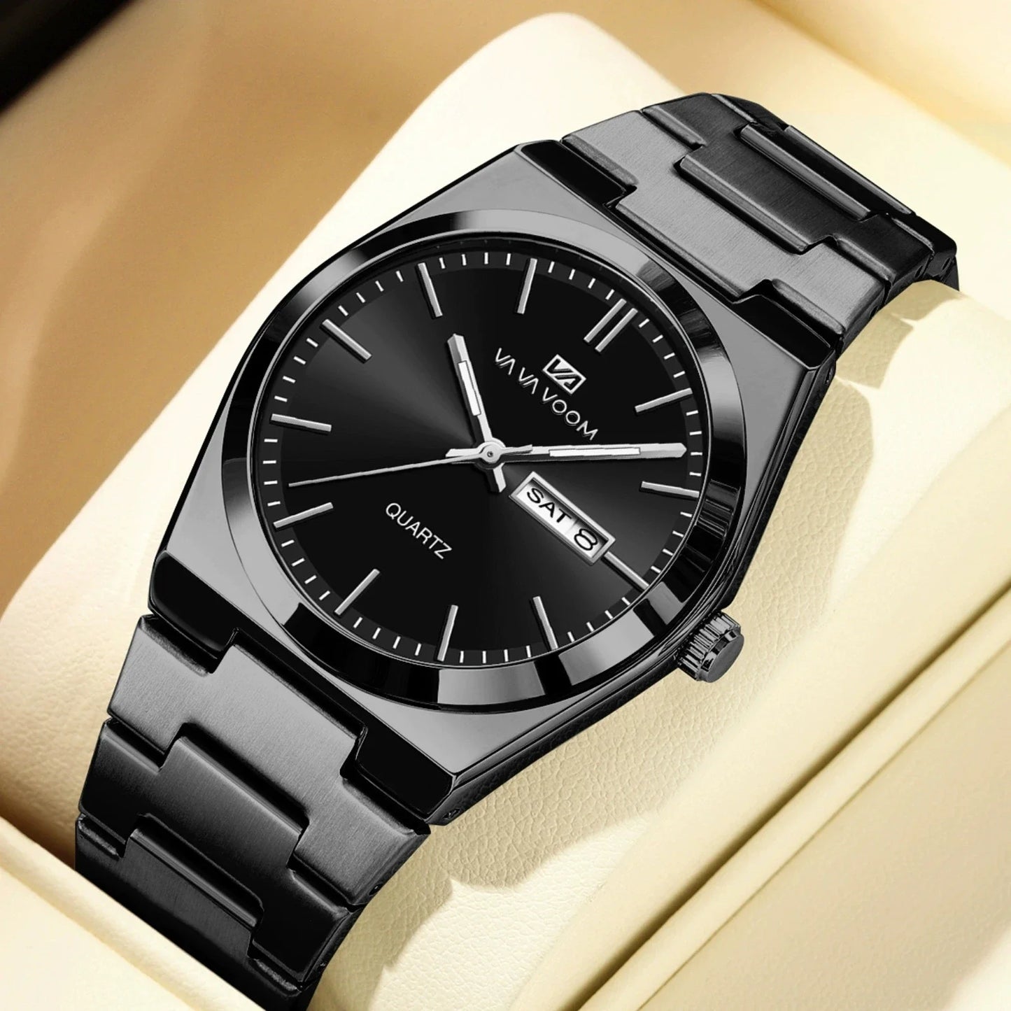 Luxury Quartz Men Wristwatch Waterproof Luminous Week Date Stainless Steel