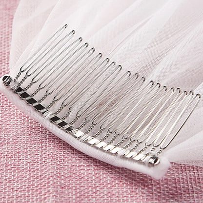 Luxury shiny sequins bridal church veil lace edge 1-layer metal comb 5 meters long