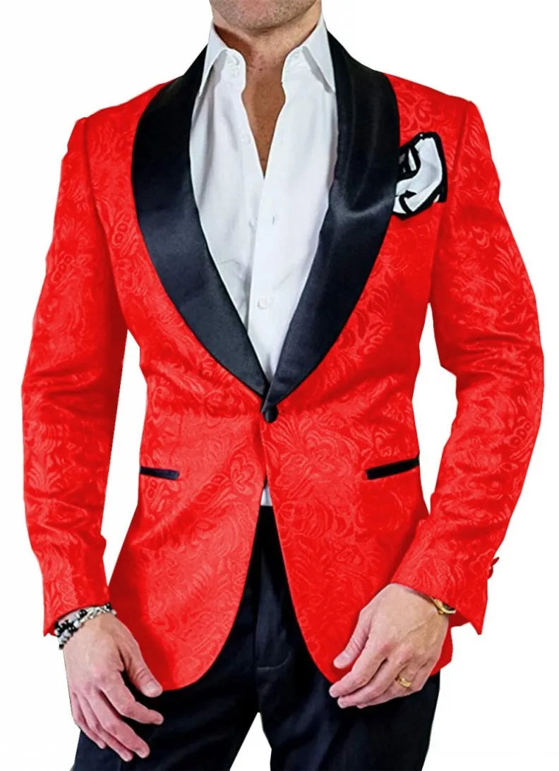 Groom Tuxedos Shawl Satin Lapel Men Suits 2 Pieces Wedding Bridegroom (Jacket + Pants + Tie)