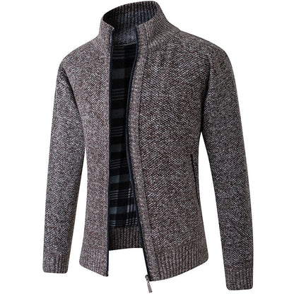 Men Sweater Cardigan Blazer Autumn/Winter Fleece Thick Warm Loose Zip Up
