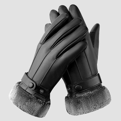 Men Gentleman Thicken Warm Touch Screen Pu Faux Leather Winter Gloves