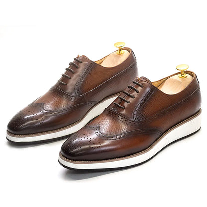Real Leather Handmade Men's Shoes Dress Casual Spring Lace up Sports